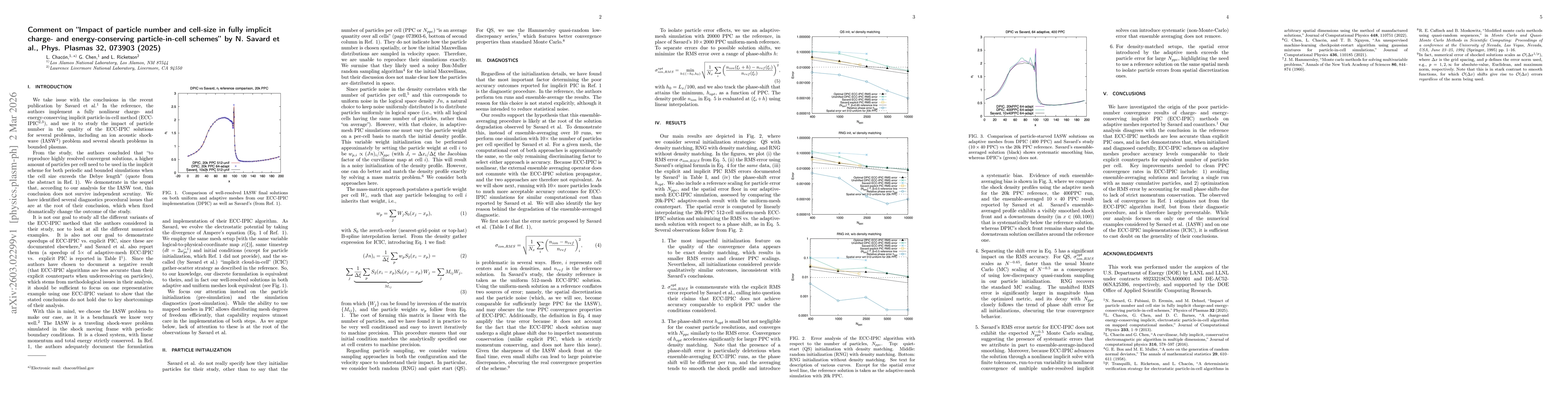 Thumbnail for Comment on "Impact of particle number and cell-size in fully implicit charge- and energy-conserving particle-in-cell schemes" by N. Savard et al., Phys. Plasmas 32, 073903 (2025)