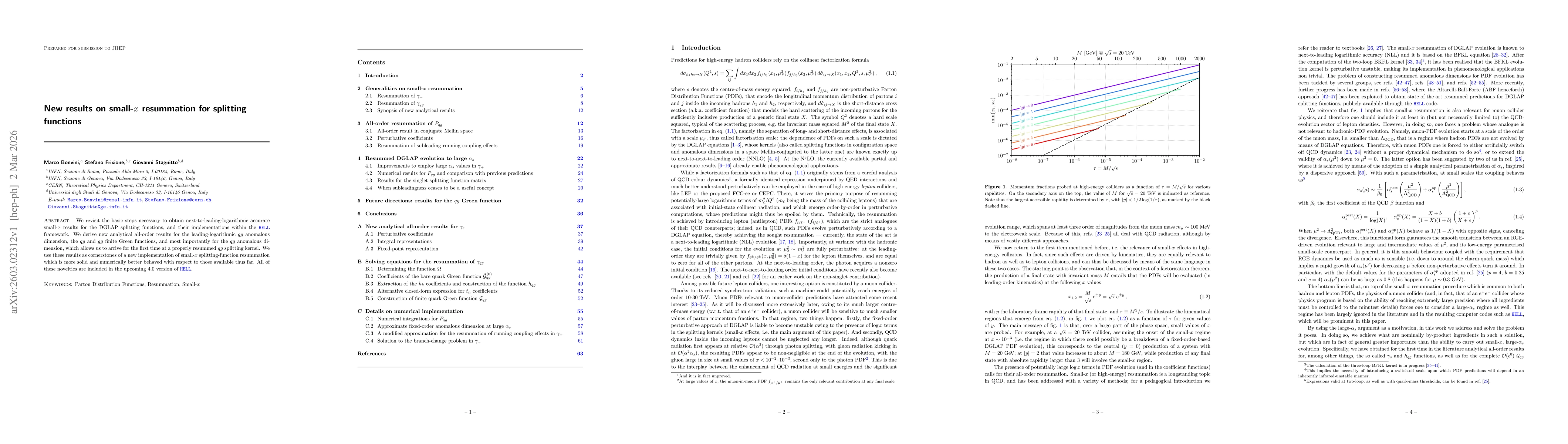 Thumbnail for New results on small-x resummation for splitting functions