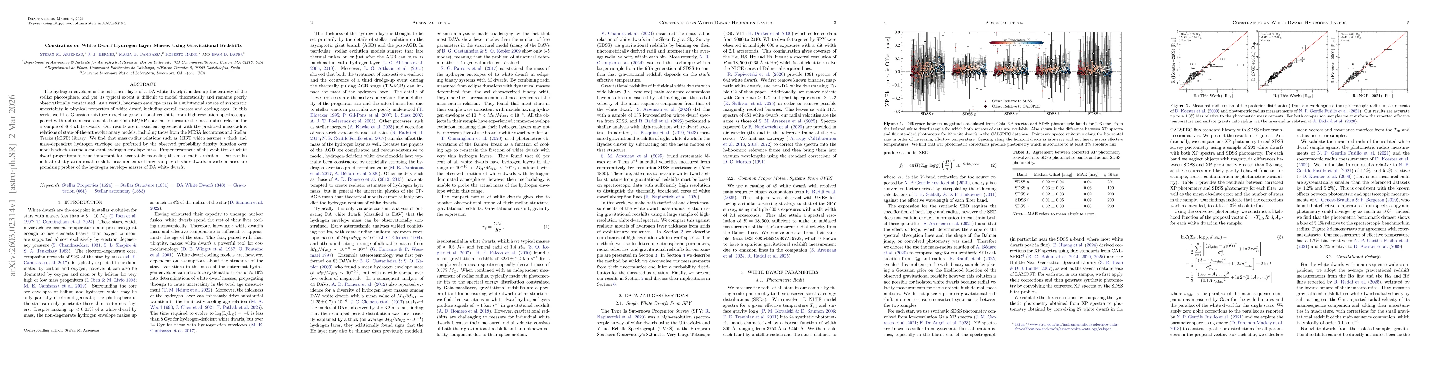 Thumbnail for Constraints on White Dwarf Hydrogen Layer Masses Using Gravitational Redshifts