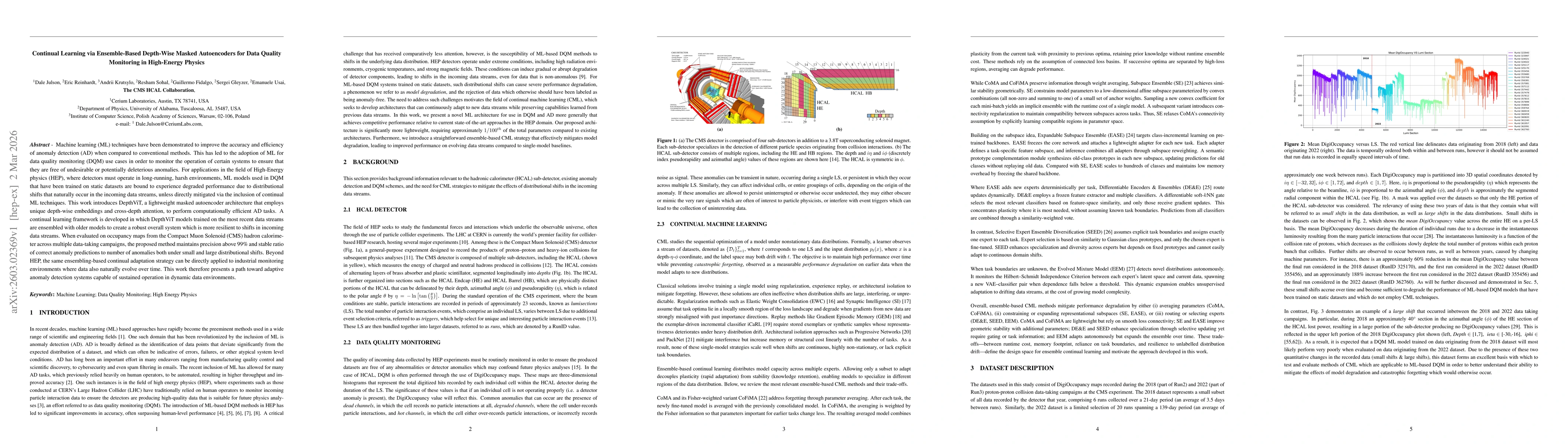 Thumbnail for Continual Learning via Ensemble-Based Depth-Wise Masked Autoencoders for Data Quality Monitoring in High-Energy Physics