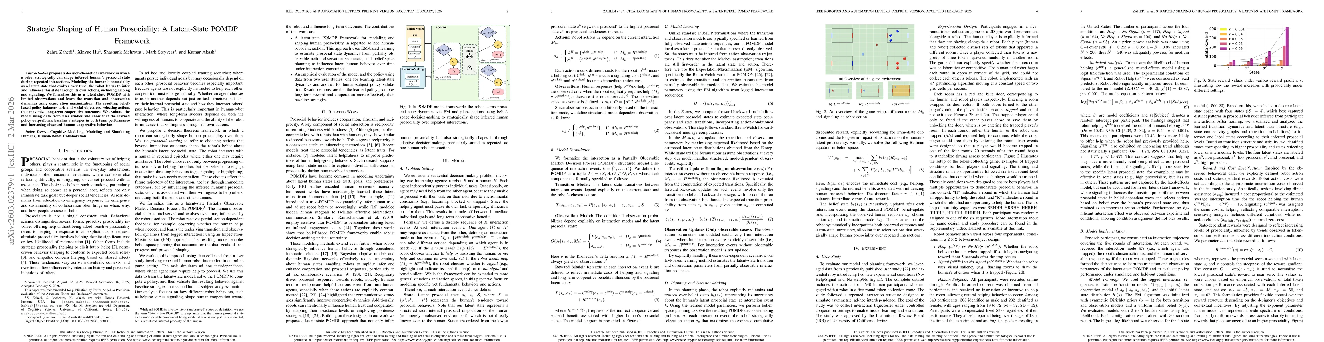Thumbnail for Strategic Shaping of Human Prosociality: A Latent-State POMDP Framework