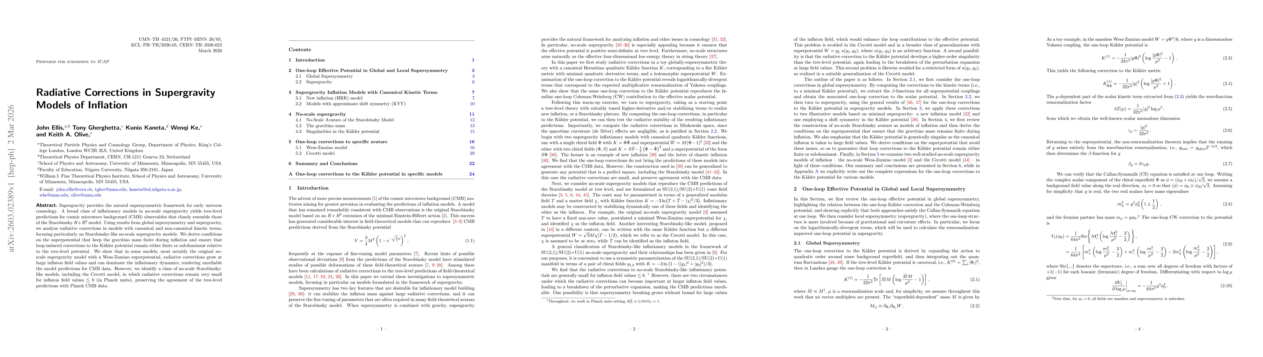 Thumbnail for Radiative Corrections in Supergravity Models of Inflation