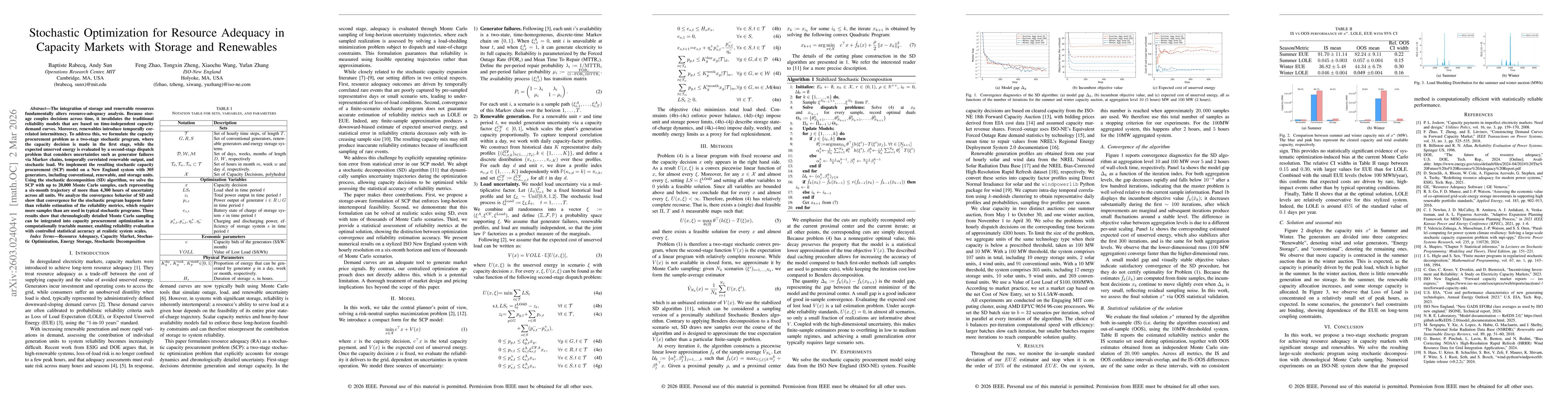 Thumbnail for Stochastic Optimization for Resource Adequacy in Capacity Markets with Storage and Renewables