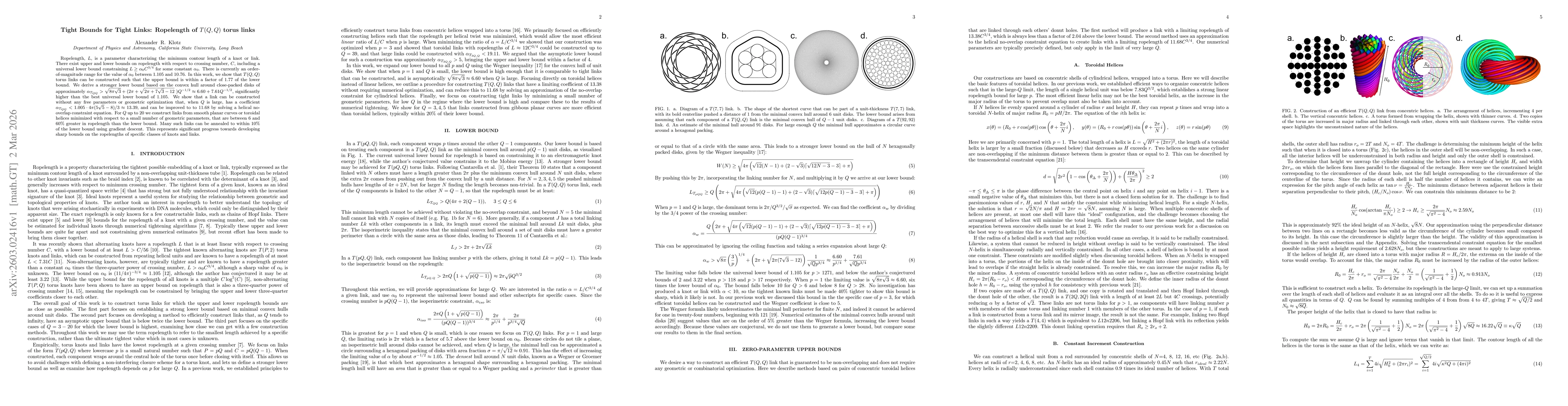 Thumbnail for Tight Bounds for Tight Links: Ropelength of T(Q,Q) torus links