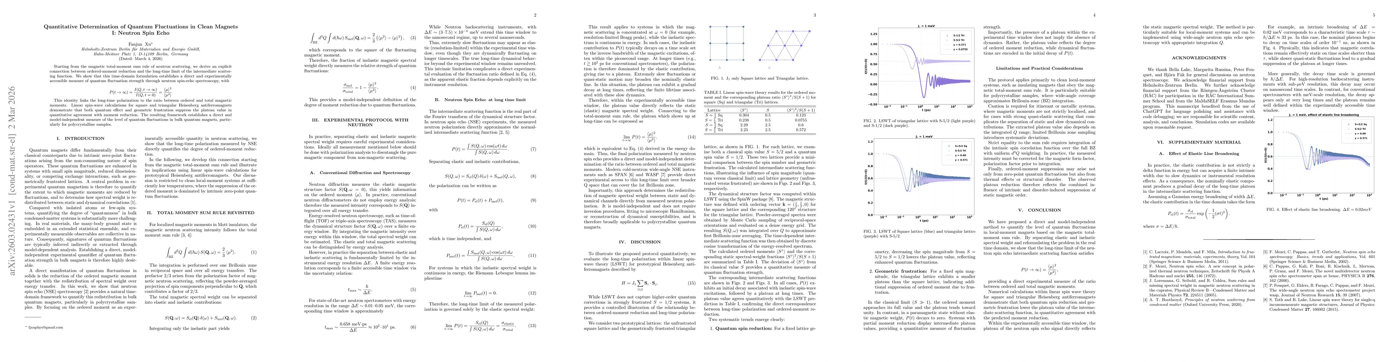 Thumbnail for Quantitative Determination of Quantum Fluctuations in Clean Magnets I: Neutron Spin Echo