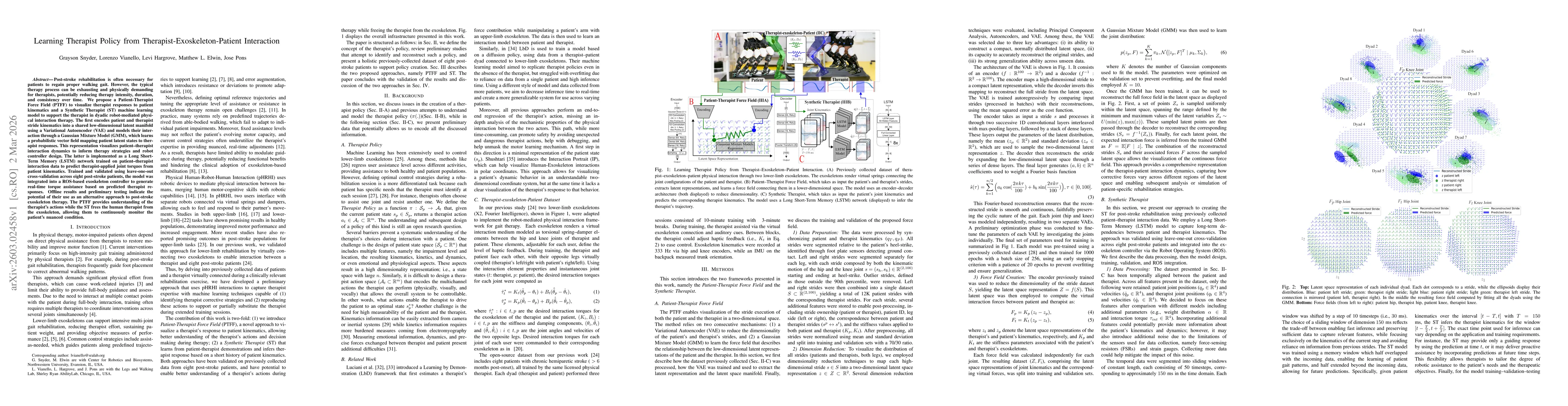 Thumbnail for Learning Therapist Policy from Therapist-Exoskeleton-Patient Interaction