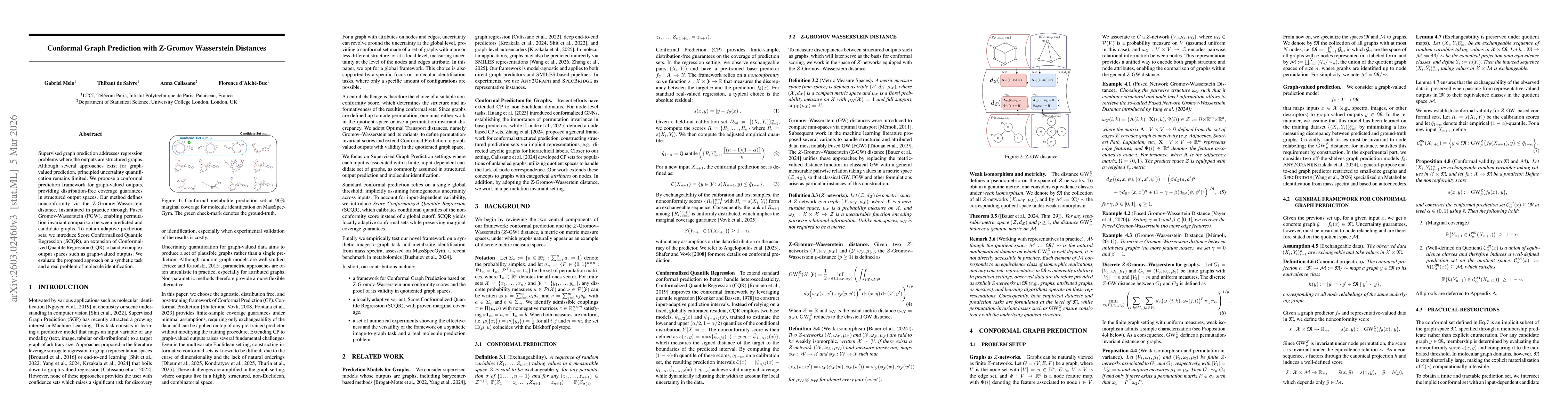 Thumbnail for Conformal Graph Prediction with Z-Gromov Wasserstein Distances