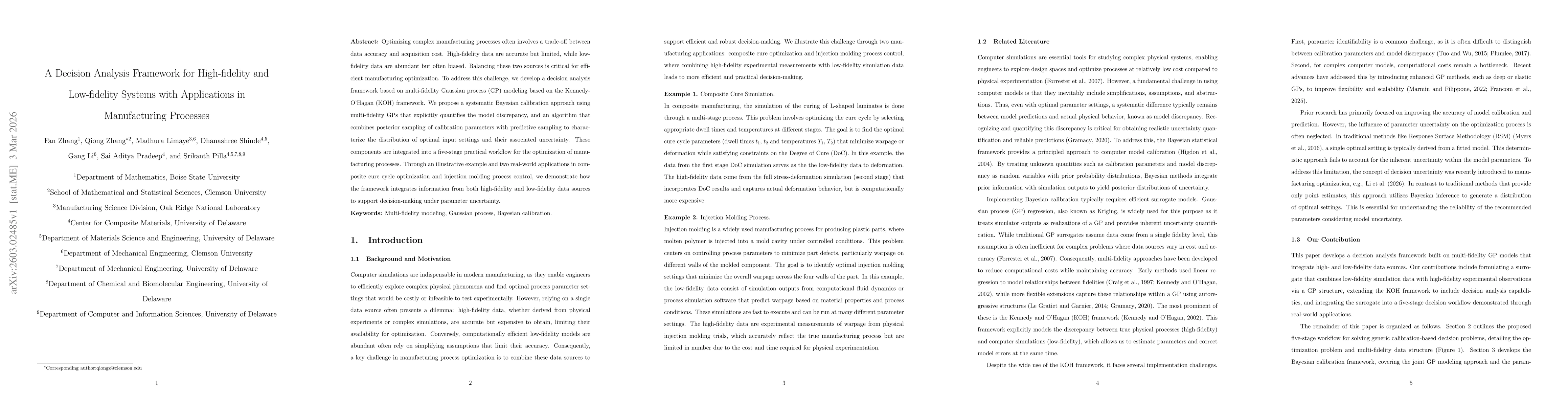 Thumbnail for A Decision Analysis Framework for High-fidelity and Low-fidelity Systems with Applications in Manufacturing Processes