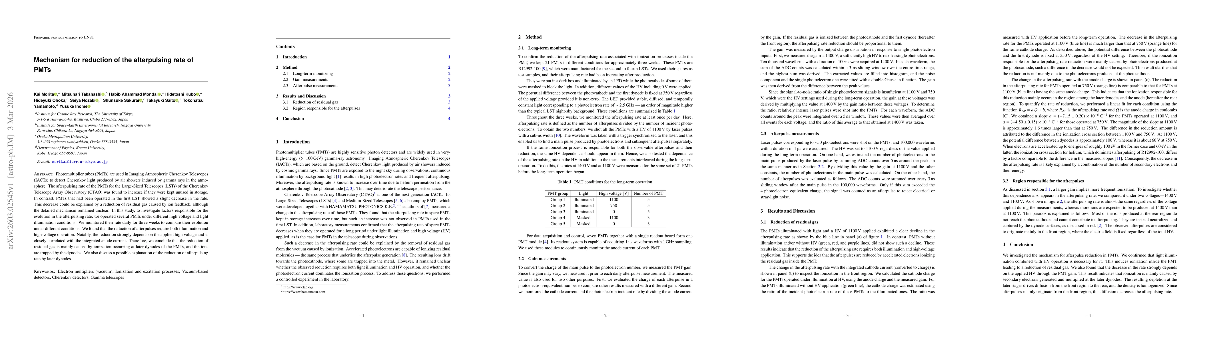 Thumbnail for Mechanism for reduction of the afterpulsing rate of PMTs