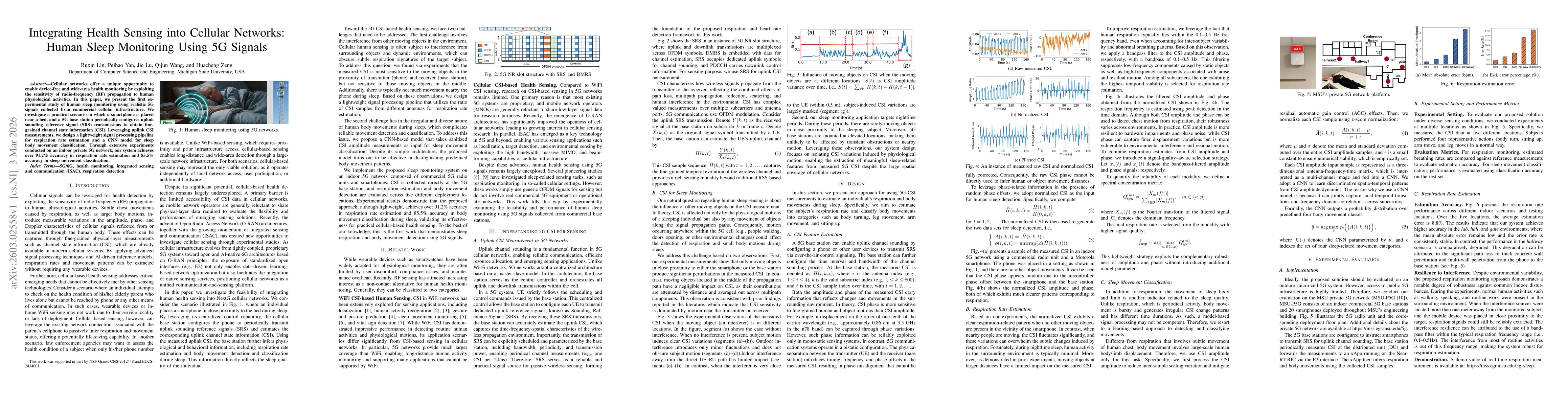 Thumbnail for Integrating Health Sensing into Cellular Networks: Human Sleep Monitoring Using 5G Signals