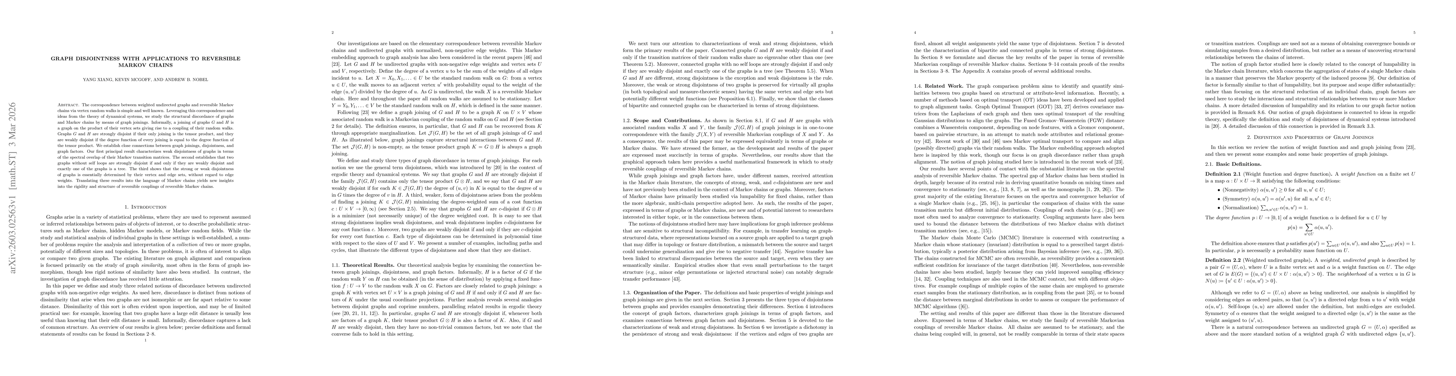 Thumbnail for Graph Disjointness with Applications to Reversible Markov Chains