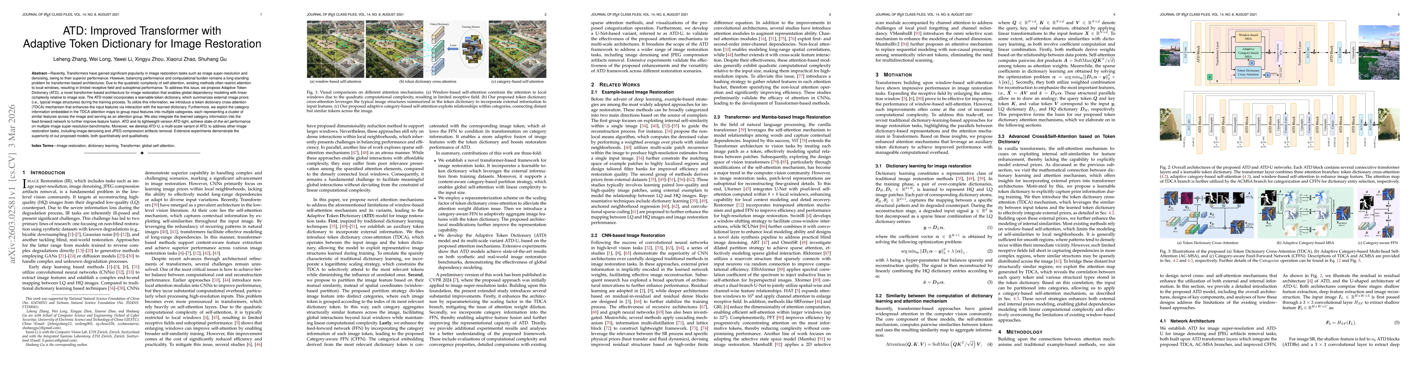 Thumbnail for ATD: Improved Transformer with Adaptive Token Dictionary for Image Restoration