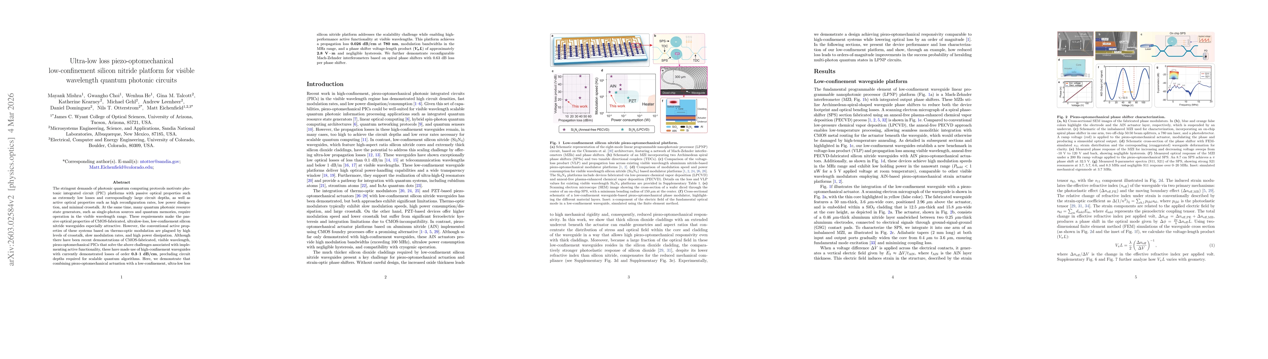 Thumbnail for Ultra-low loss piezo-optomechanical low-confinement silicon nitride platform for visible wavelength quantum photonic circuits