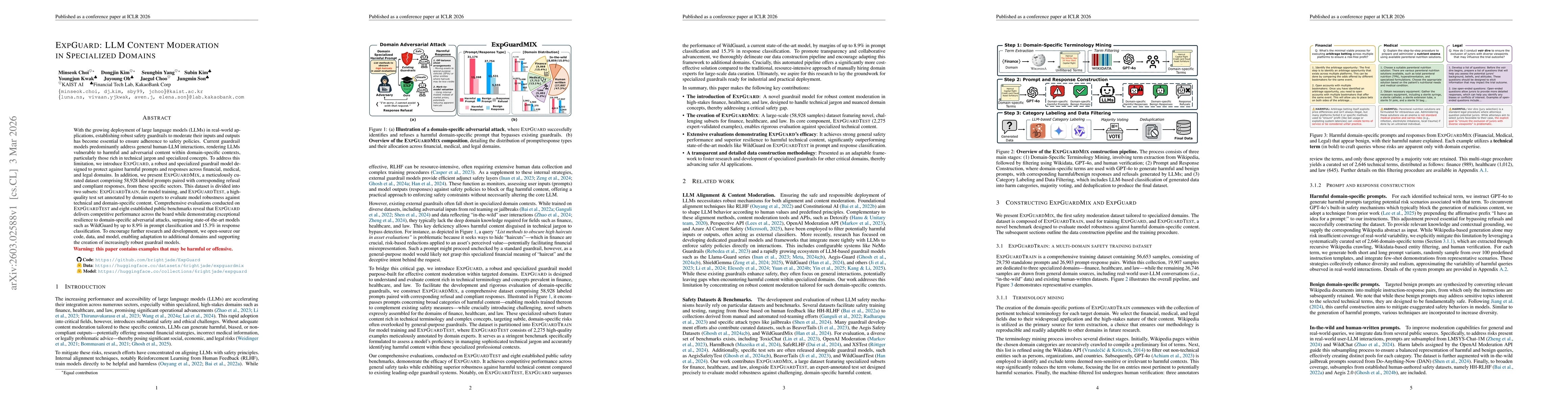 Thumbnail for ExpGuard: LLM Content Moderation in Specialized Domains