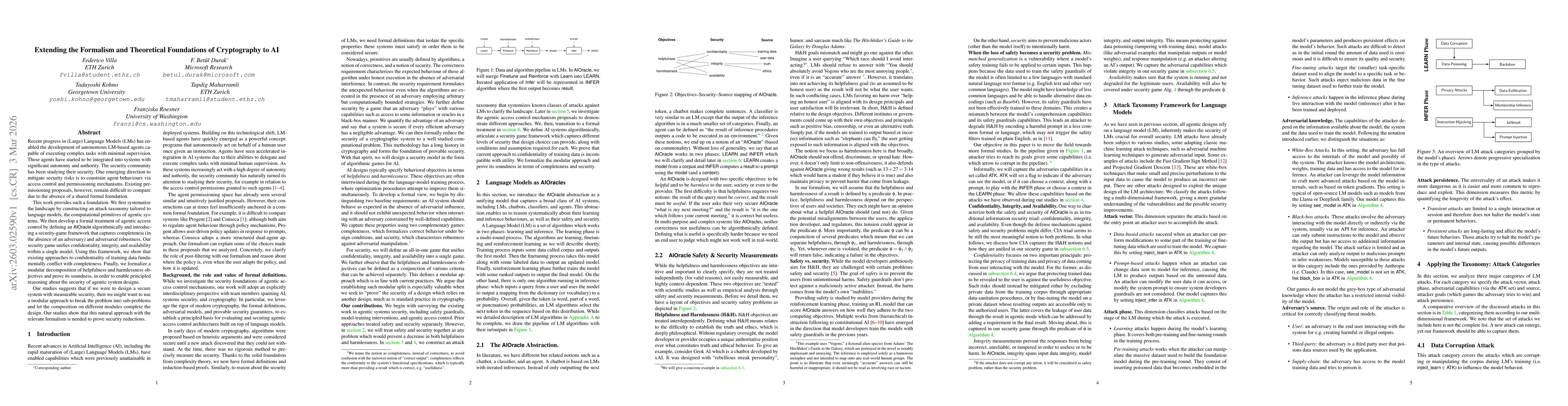 Thumbnail for Extending the Formalism and Theoretical Foundations of Cryptography to AI