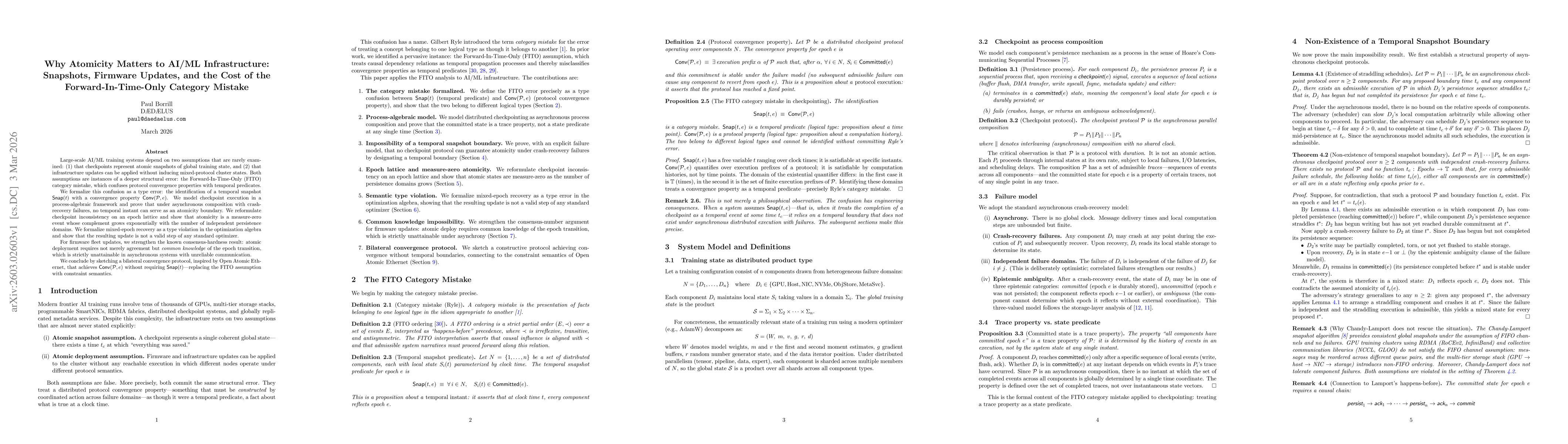 Thumbnail for Why Atomicity Matters to AI/ML Infrastructure: Snapshots, Firmware Updates, and the Cost of the Forward-In-Time-Only Category Mistake
