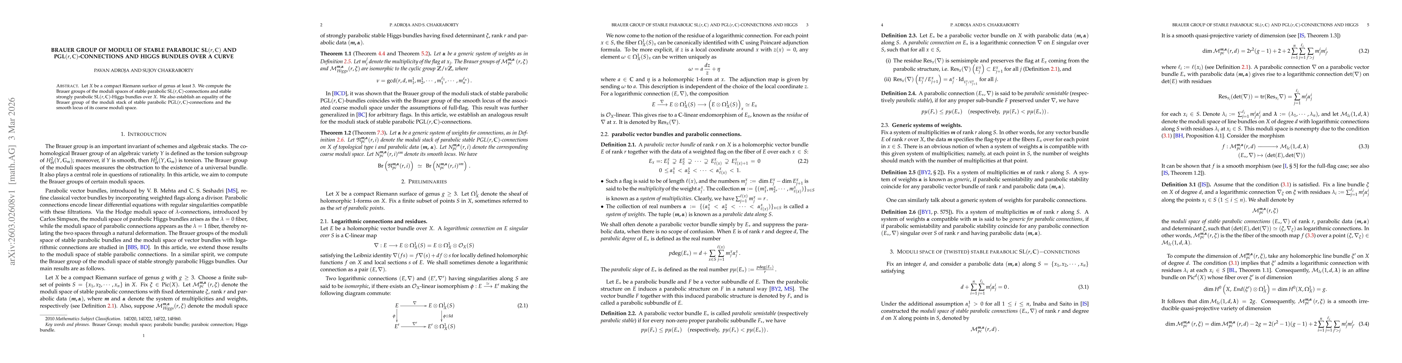 Thumbnail for Brauer group of moduli of stable parabolic $\text{SL}(r,\mathbb{C})$ and $\text{PGL}(r,\mathbb{C})$-connections and Higgs bundles over a curve