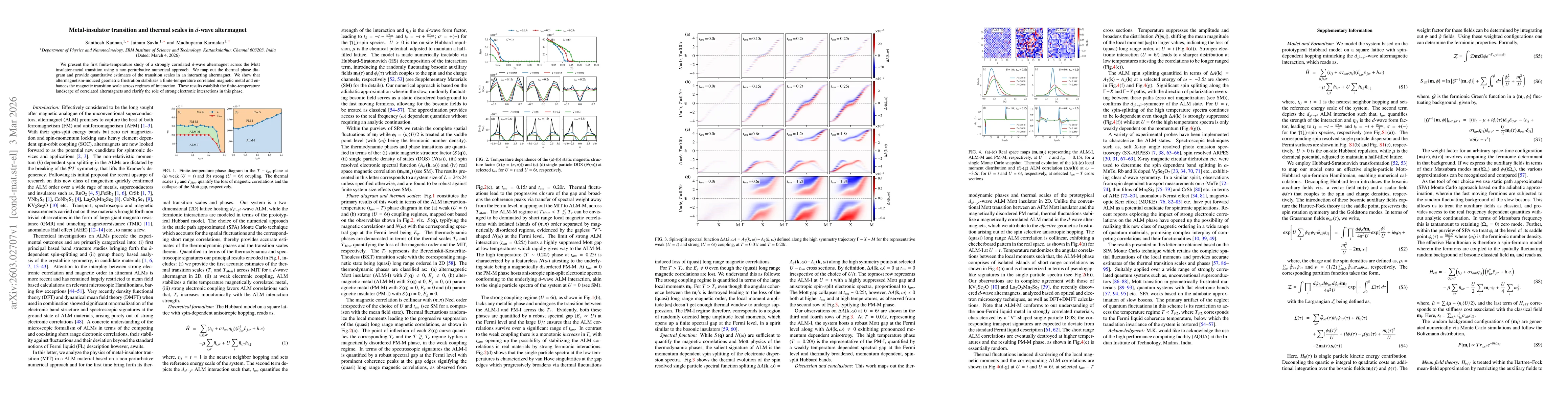 Thumbnail for Metal-insulator transition and thermal scales in $d$-wave altermagnet