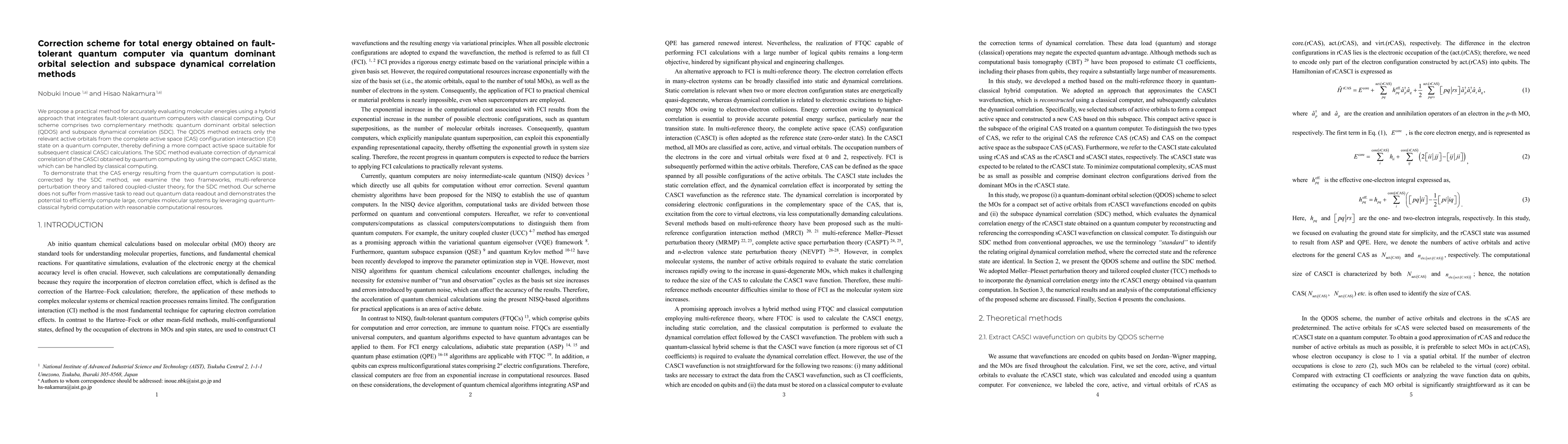 Thumbnail for Correction scheme for total energy obtained on fault-tolerant quantum computer via quantum dominant orbital selection and subspace dynamical correlation methods