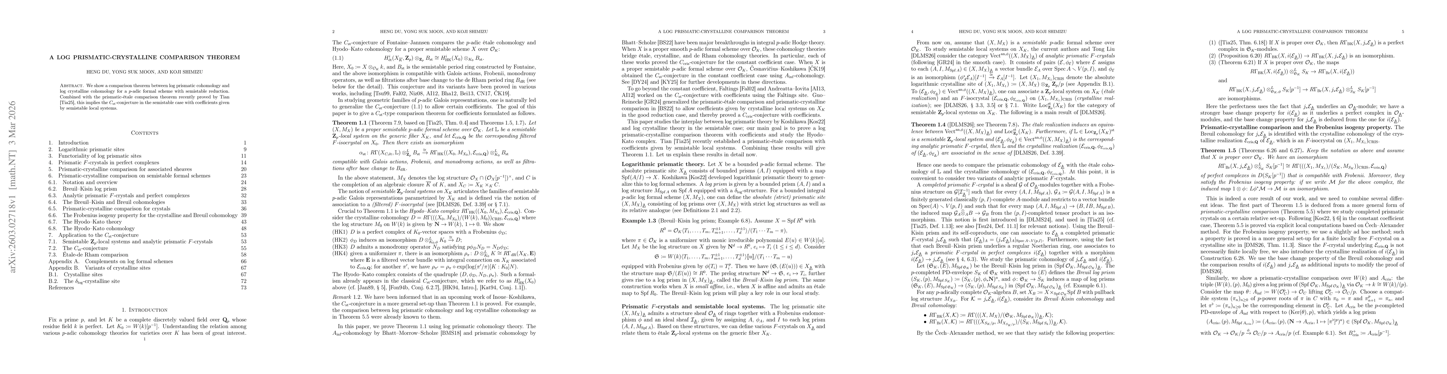 Thumbnail for A log prismatic-crystalline comparison theorem