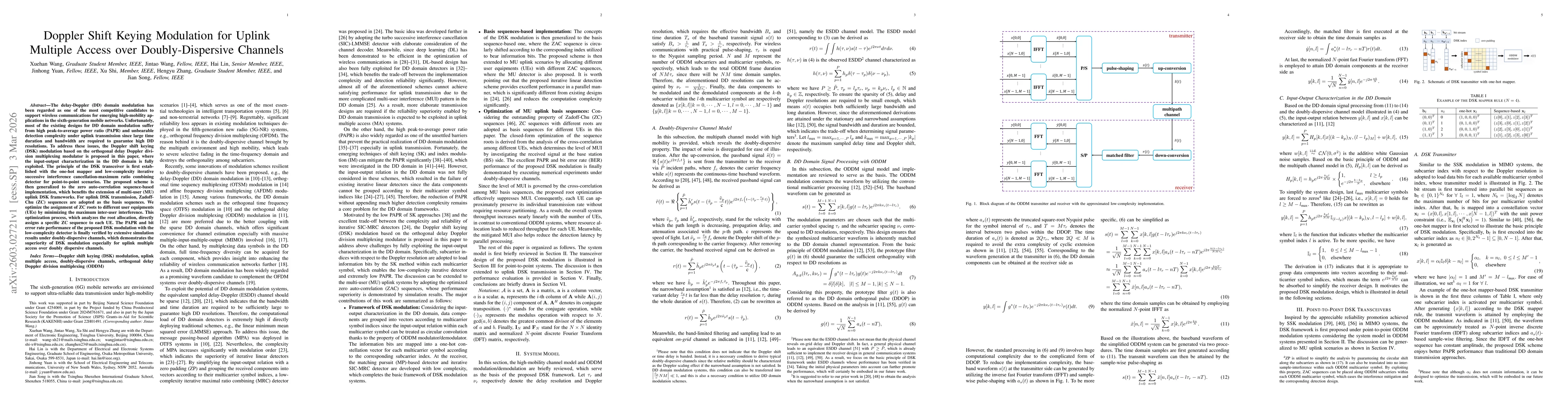 Thumbnail for Doppler Shift Keying Modulation for Uplink Multiple Access over Doubly-Dispersive Channels