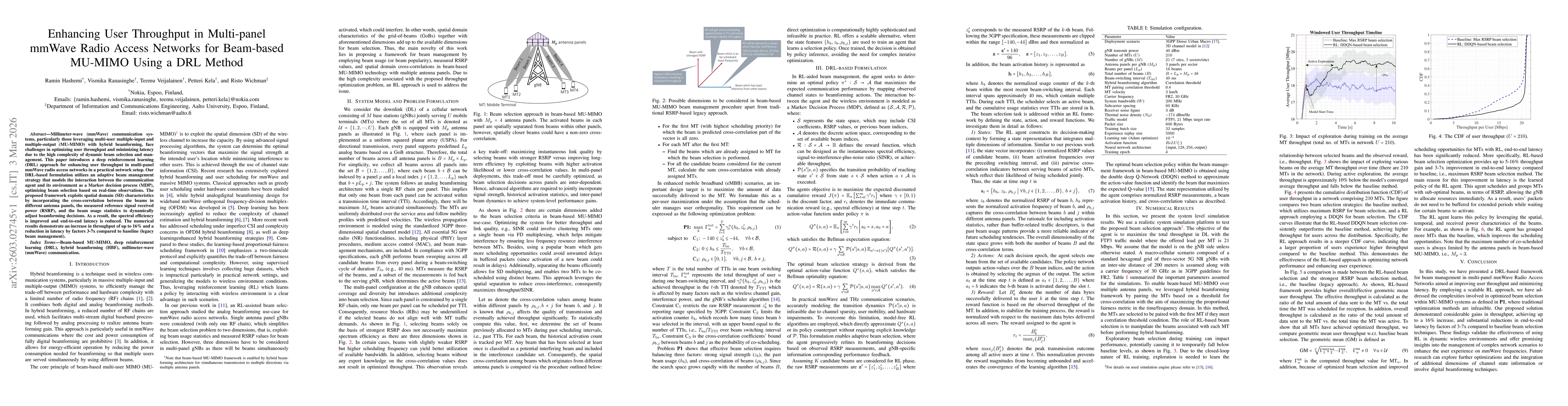 Thumbnail for Enhancing User Throughput in Multi-panel mmWave Radio Access Networks for Beam-based MU-MIMO Using a DRL Method