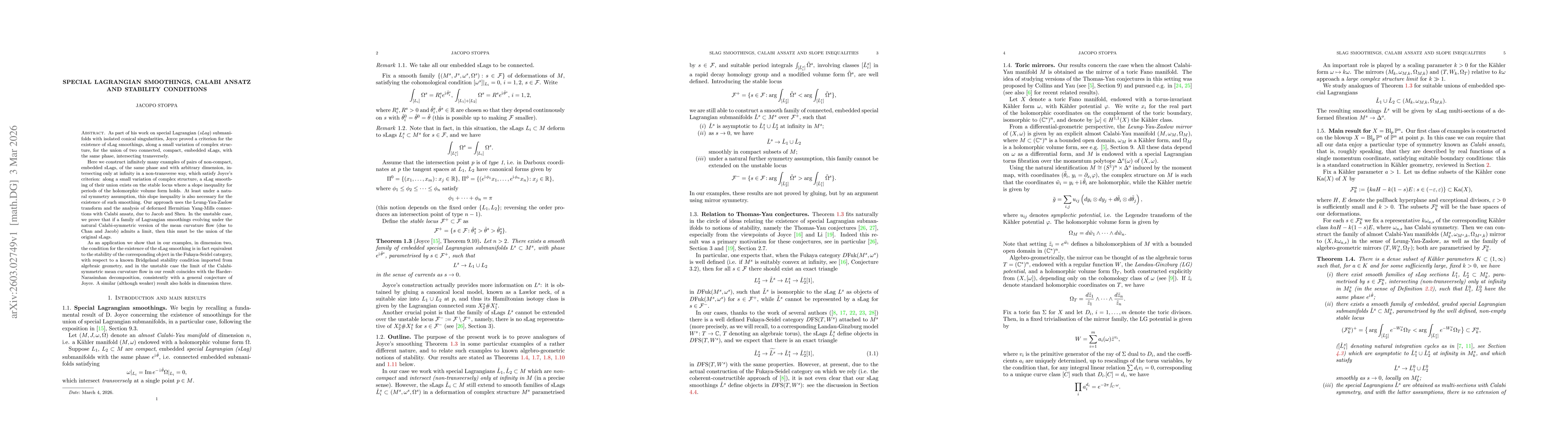 Thumbnail for Special Lagrangian smoothings, Calabi ansatz and stability conditions