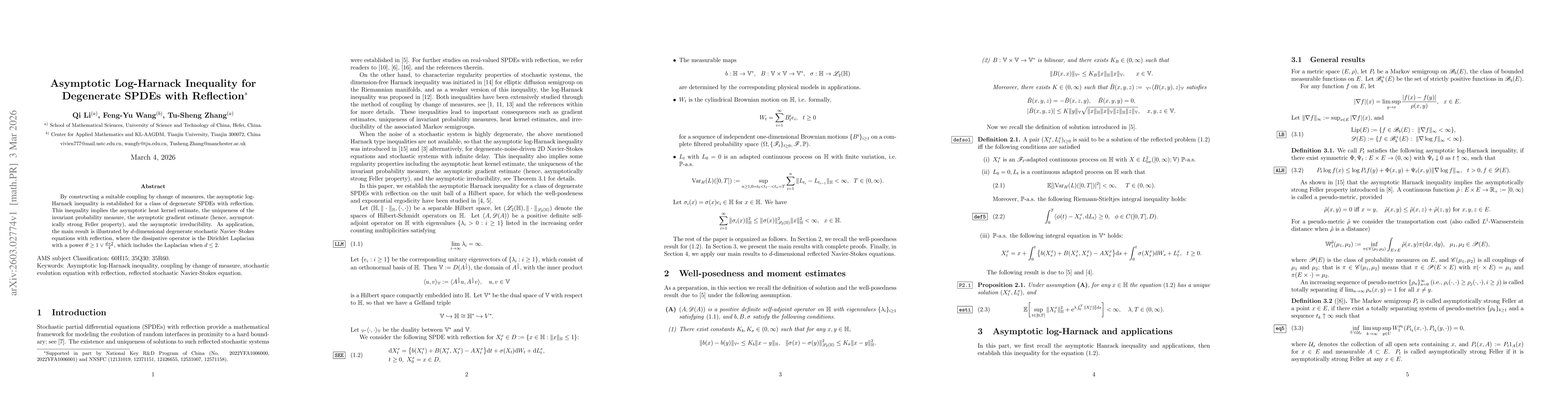 Thumbnail for Asymptotic Log-Harnack Inequality for Degenerate SPDEs with Reflection