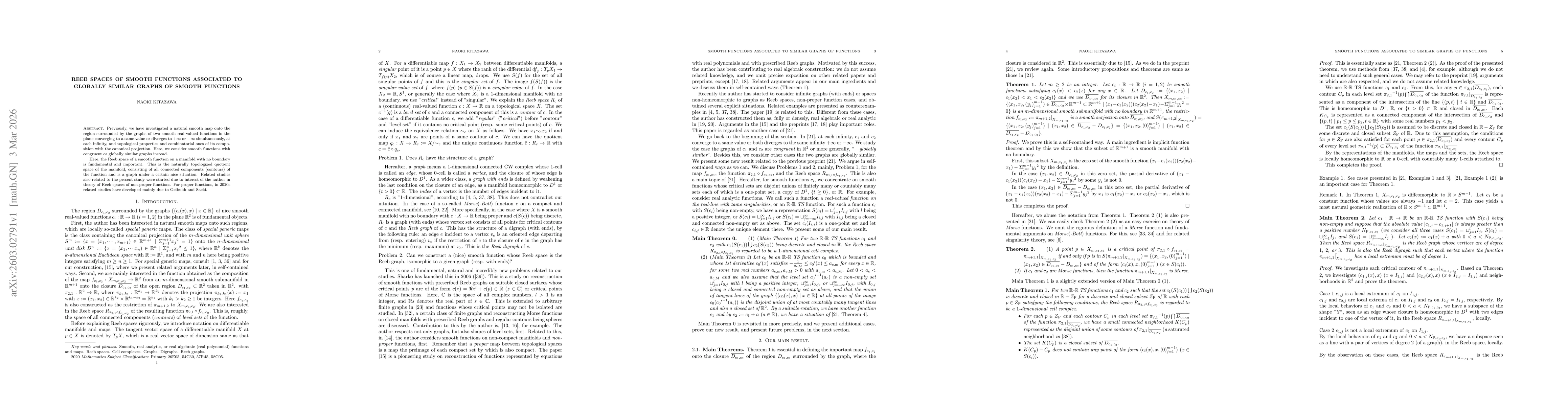 Thumbnail for Reeb spaces of smooth functions associated to globally similar graphs of smooth functions