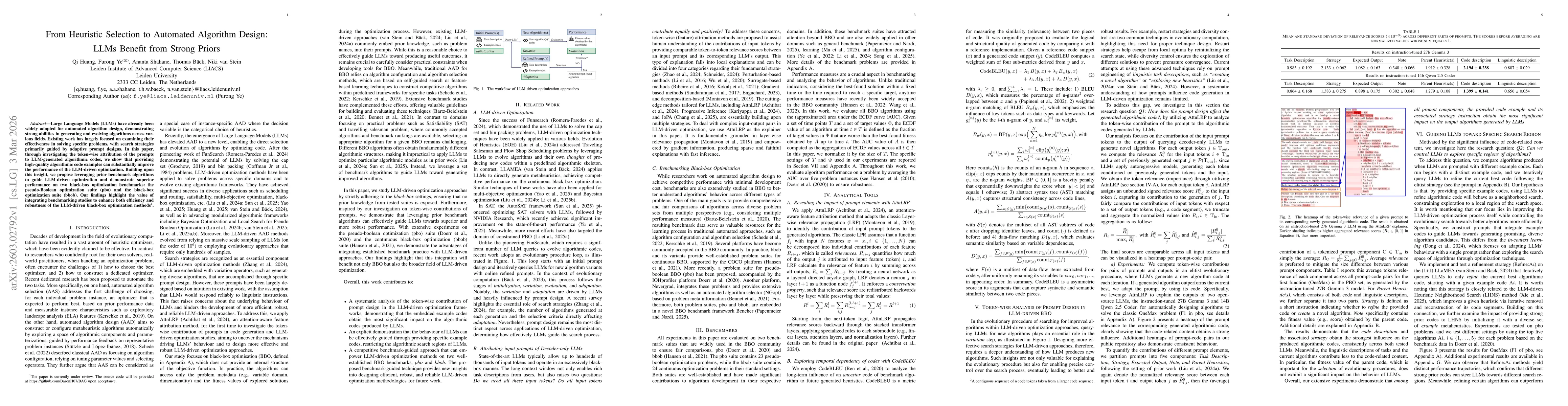 Thumbnail for From Heuristic Selection to Automated Algorithm Design: LLMs Benefit from Strong Priors