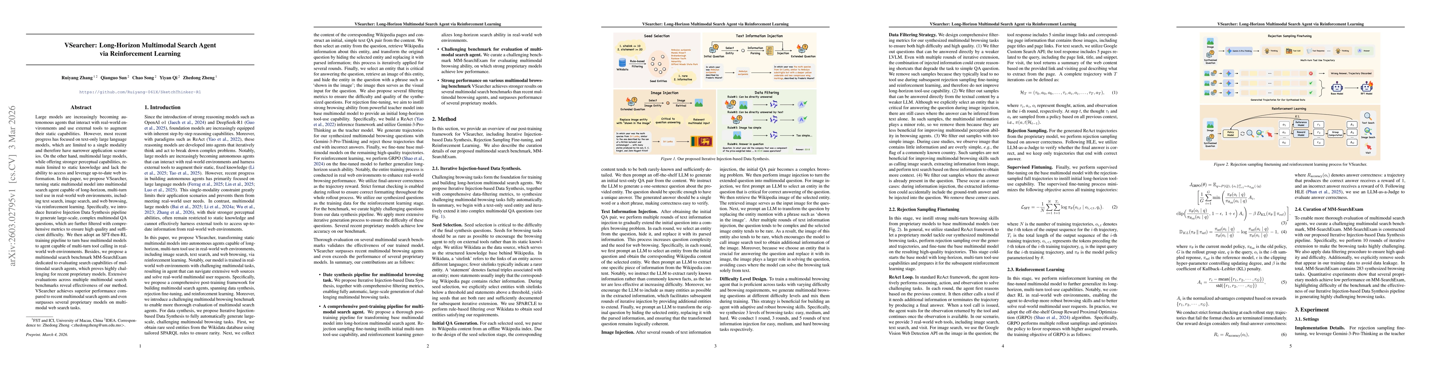 Thumbnail for VSearcher: Long-Horizon Multimodal Search Agent via Reinforcement Learning