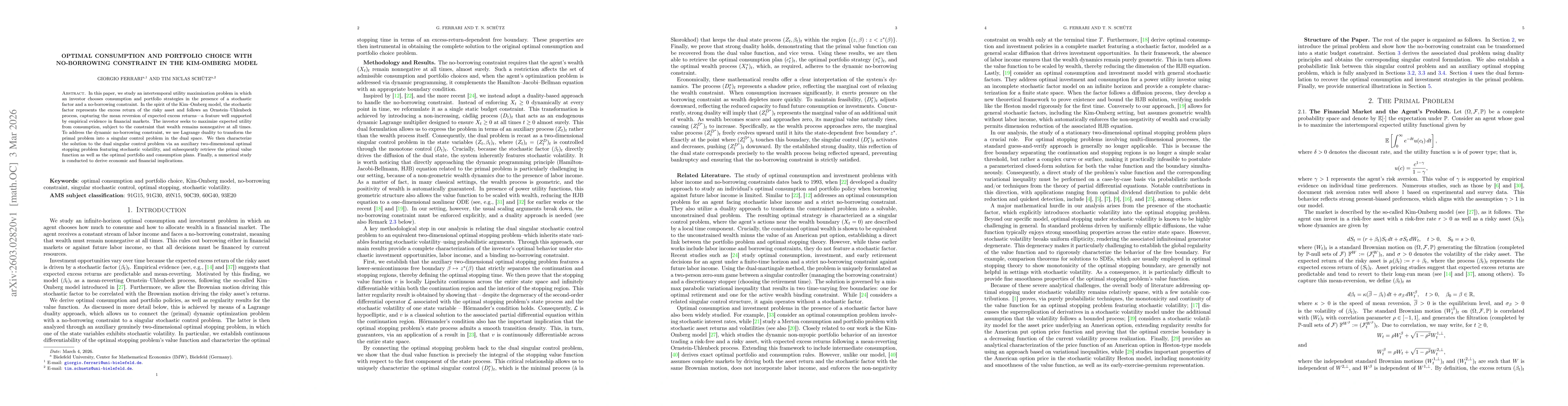 Thumbnail for Optimal Consumption and Portfolio Choice with No-Borrowing Constraint in the Kim-Omberg Model