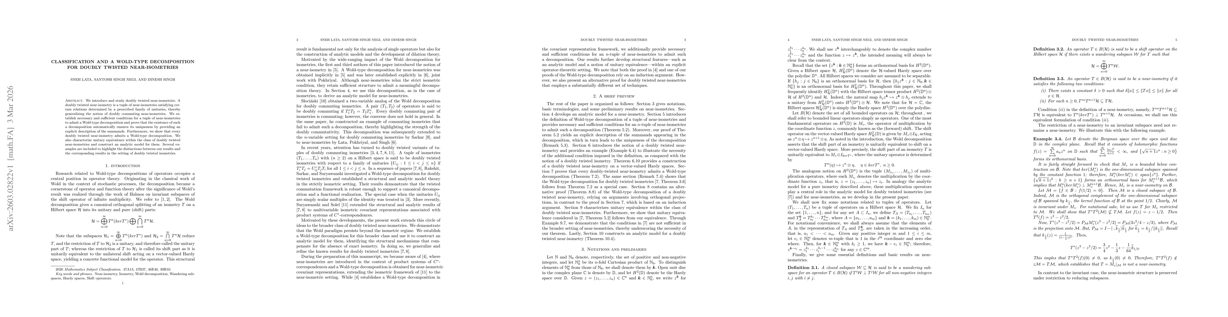 Thumbnail for Classification and a Wold-type decomposition for doubly twisted near-isometries