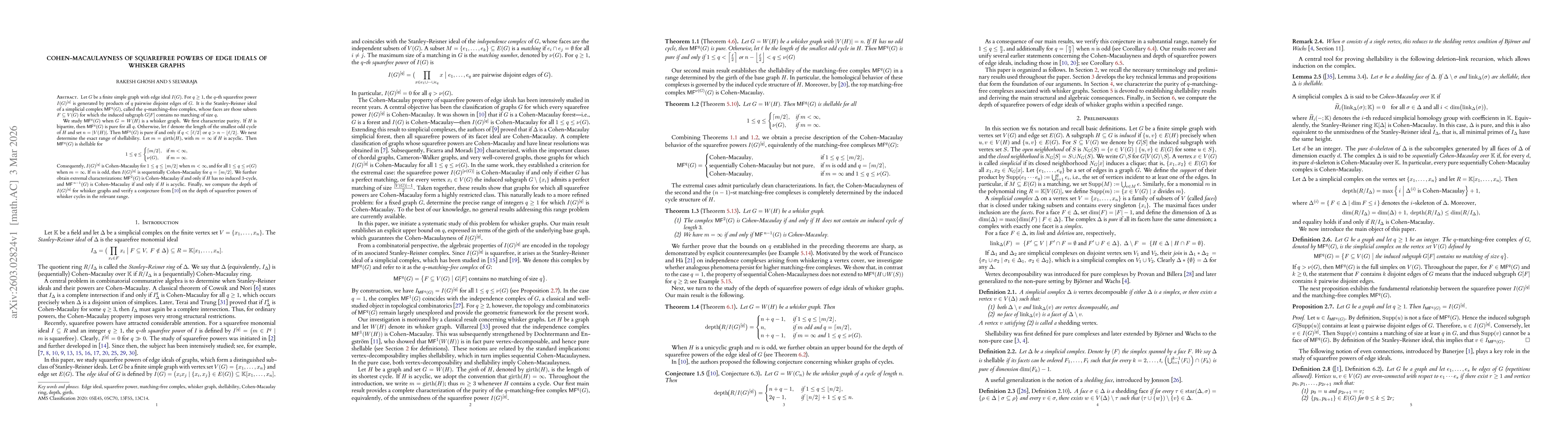 Thumbnail for Cohen-Macaulayness of squarefree powers of edge ideals of whisker graphs