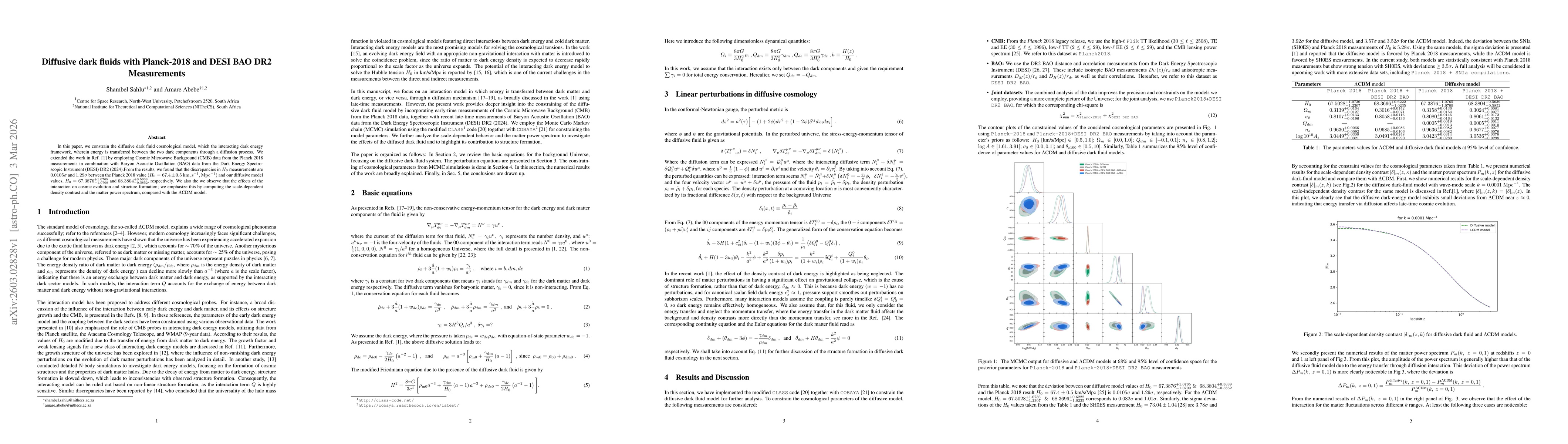 Thumbnail for Diffusive dark fluids with Planck-2018 and DESI BAO DR2 Measurements