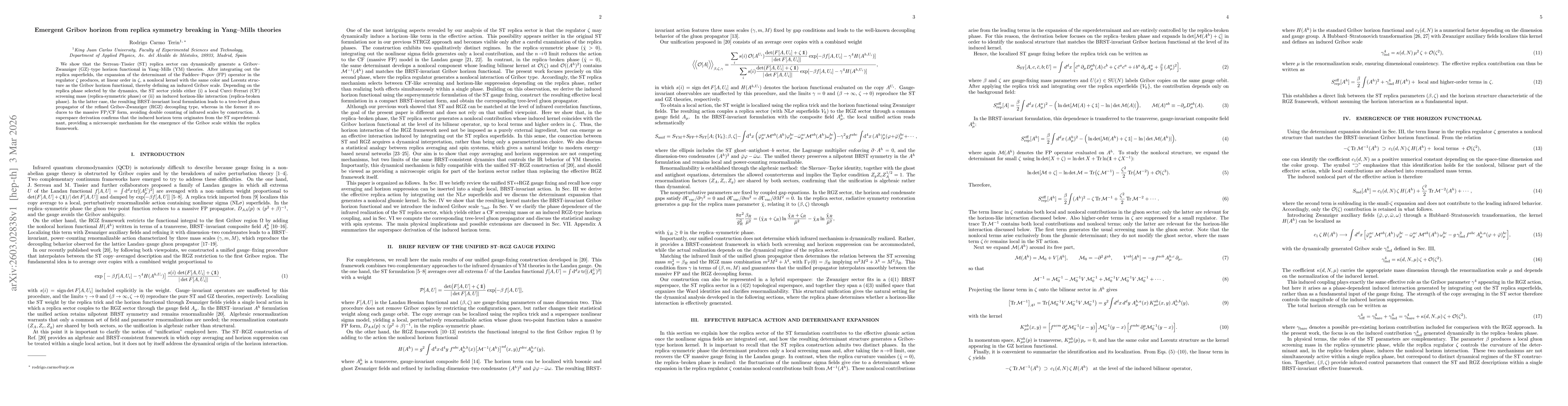 Thumbnail for Emergent Gribov horizon from replica symmetry breaking in Yang--Mills theories