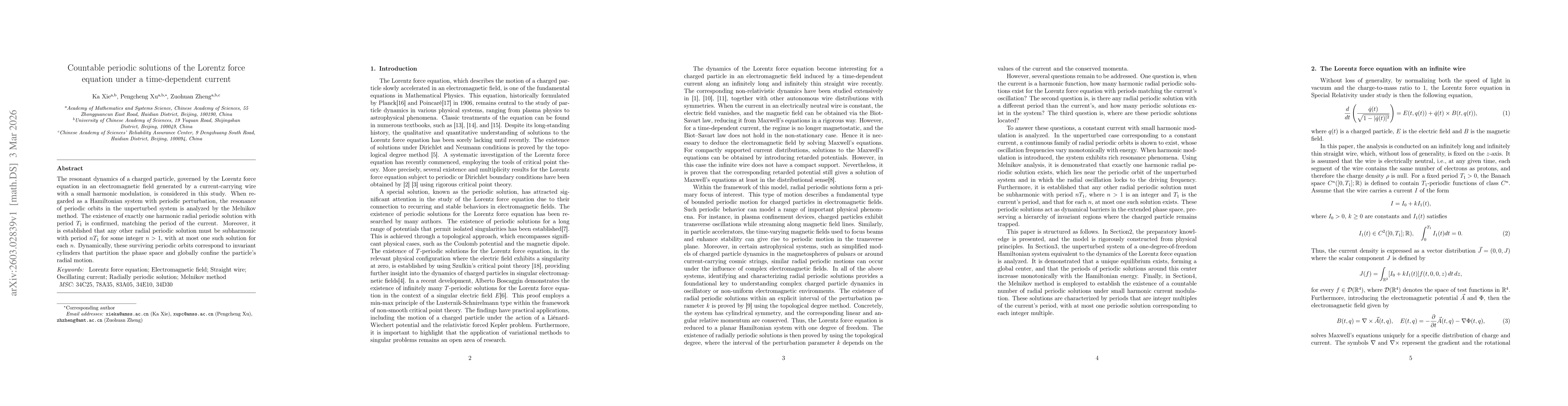 Thumbnail for Countable periodic solutions of the Lorentz force equation under a time-dependent current