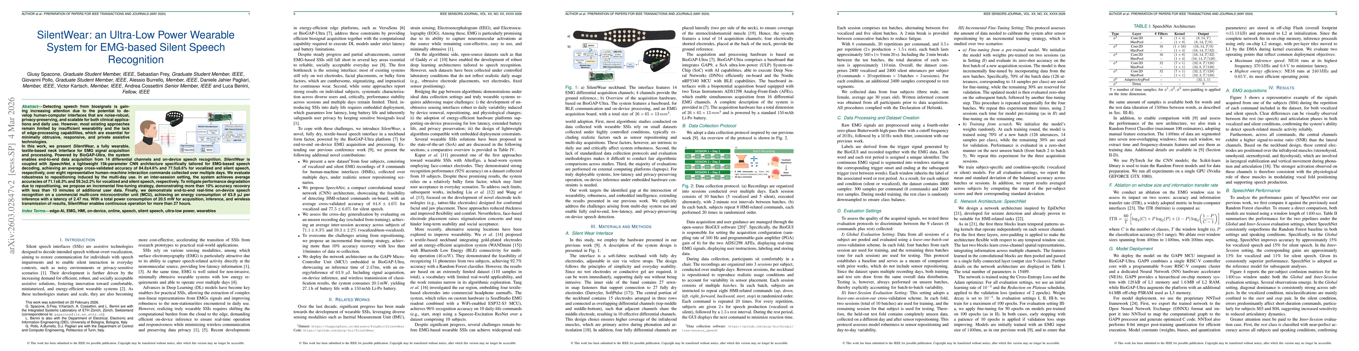 Thumbnail for SilentWear: an Ultra-Low Power Wearable System for EMG-based Silent Speech Recognition