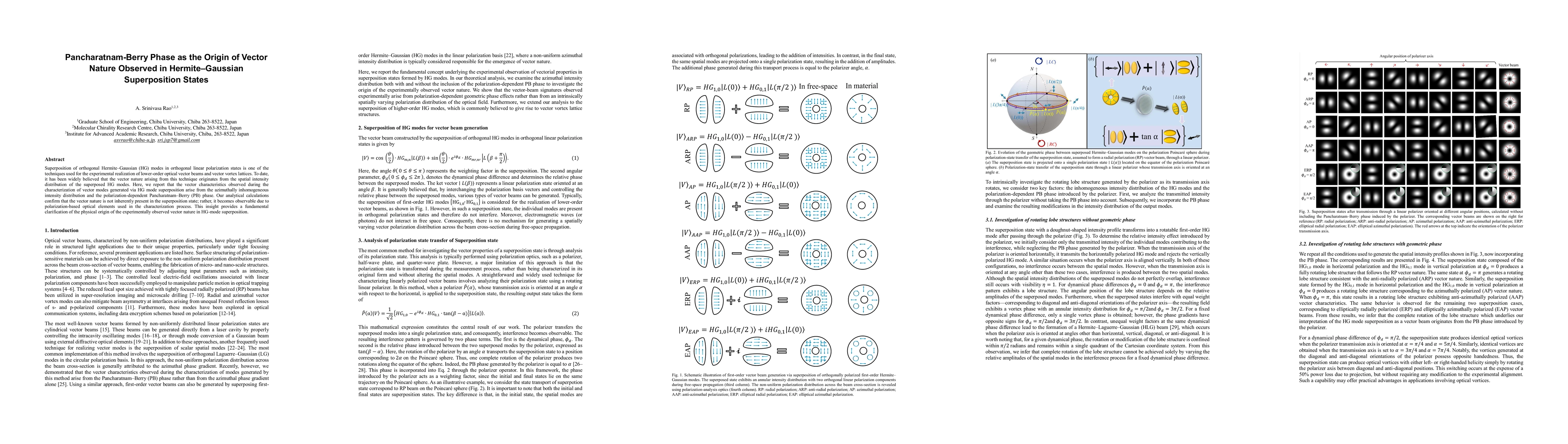 Thumbnail for Pancharatnam Berry Phase as the Origin of Vector Nature Observed in Hermite Gaussian Superposition States