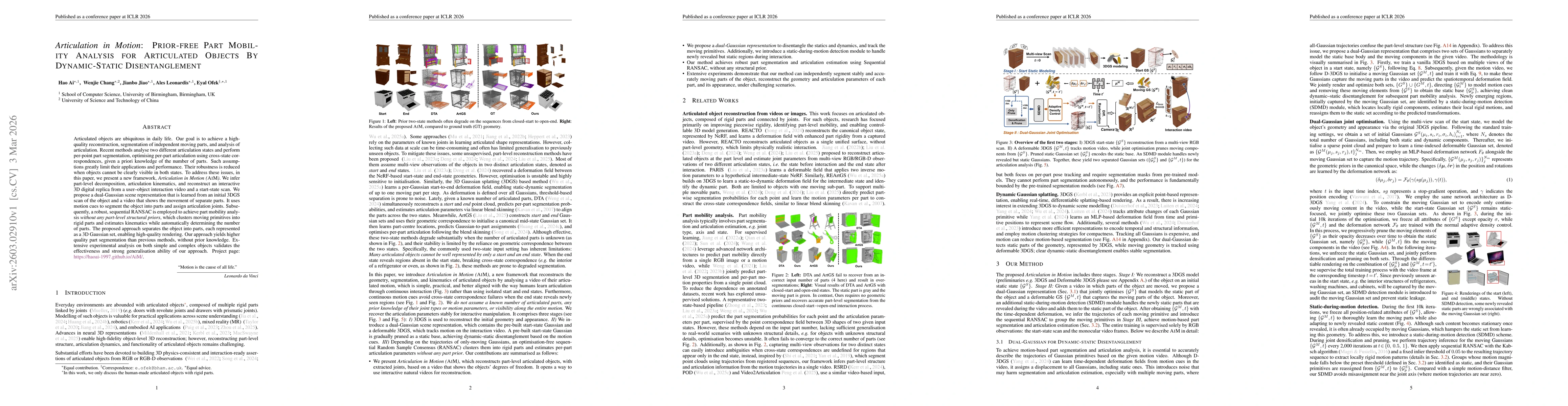 Thumbnail for Articulation in Motion: Prior-free Part Mobility Analysis for Articulated Objects By Dynamic-Static Disentanglement