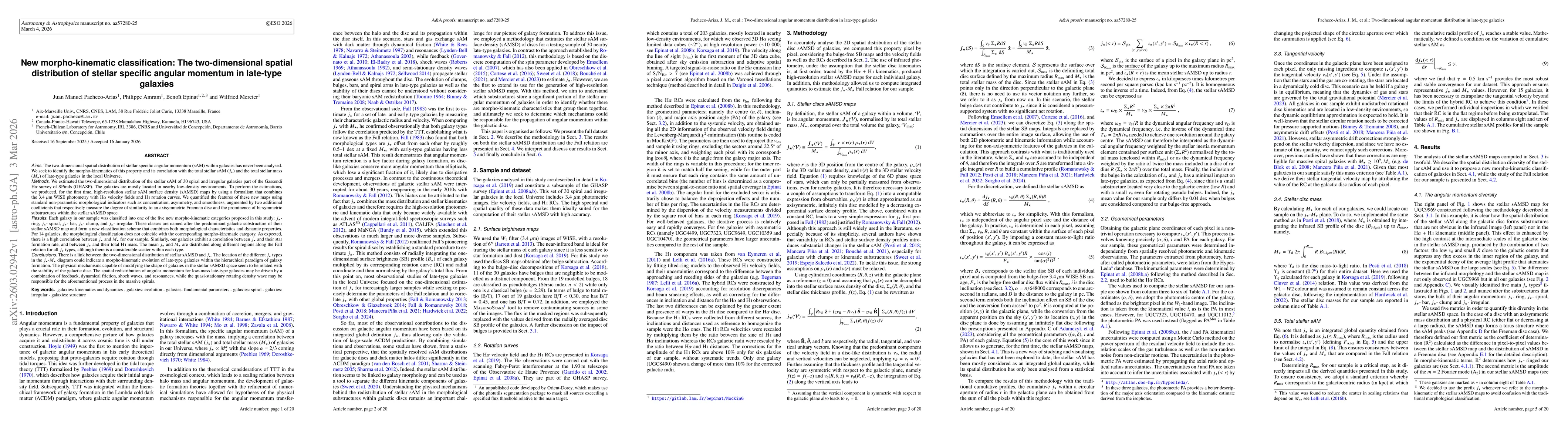 Thumbnail for New morpho-kinematic classification: The two-dimensional spatial distribution of stellar specific angular momentum in late-type galaxies