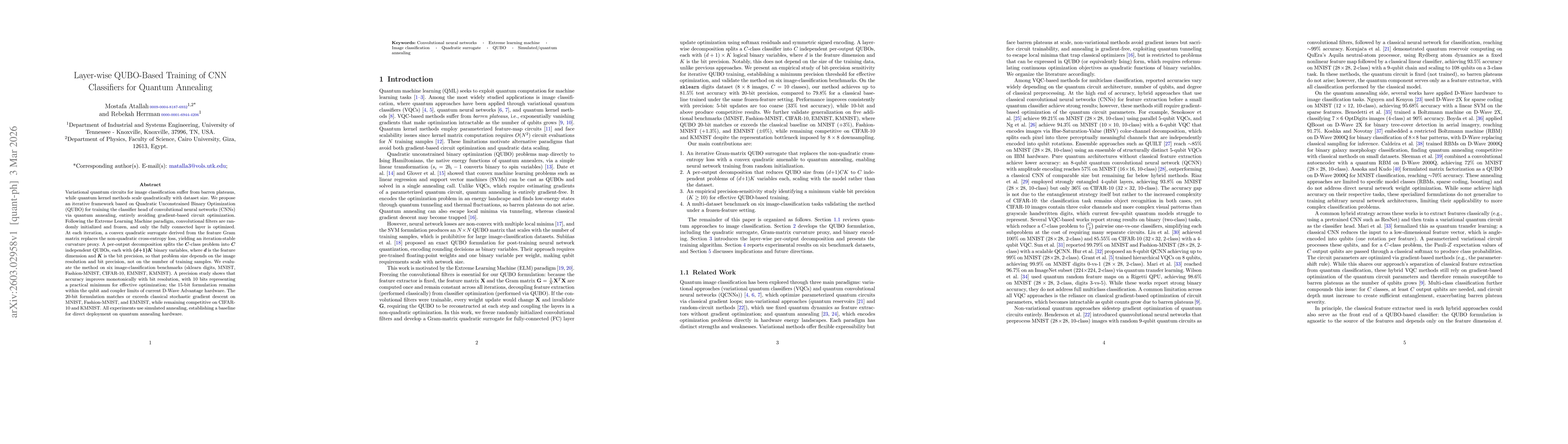 Thumbnail for Layer-wise QUBO-Based Training of CNN Classifiers for Quantum Annealing