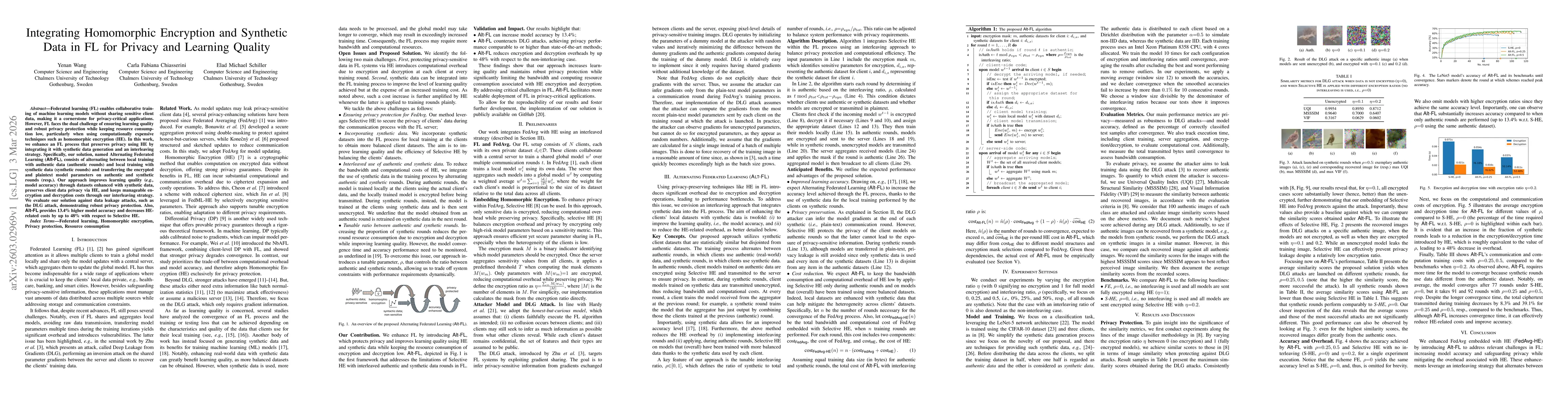 Thumbnail for Integrating Homomorphic Encryption and Synthetic Data in FL for Privacy and Learning Quality