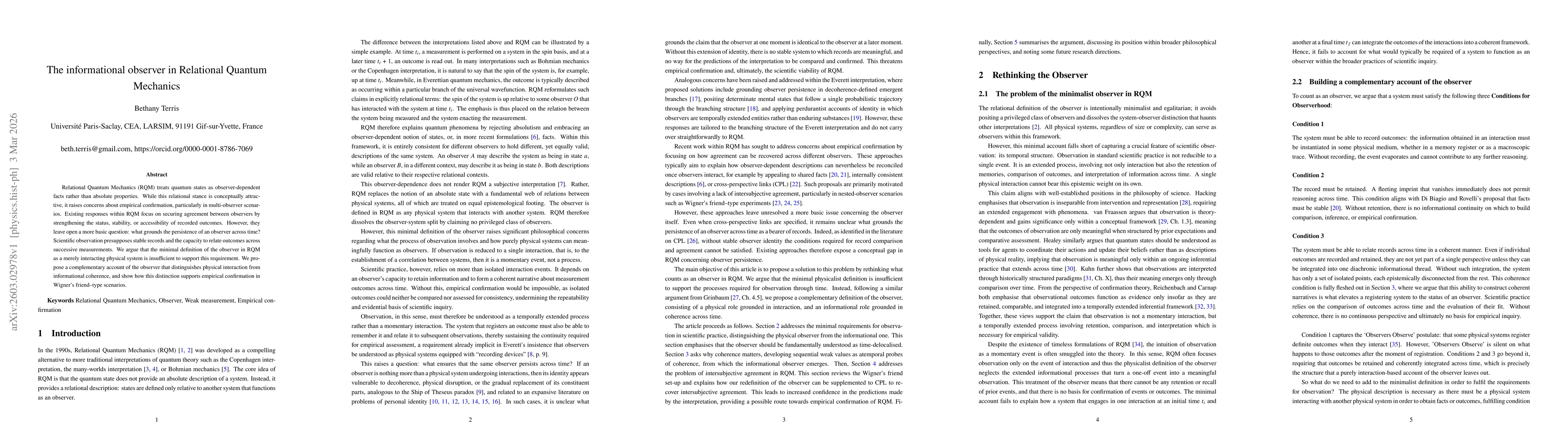 Thumbnail for The informational observer in Relational Quantum Mechanics