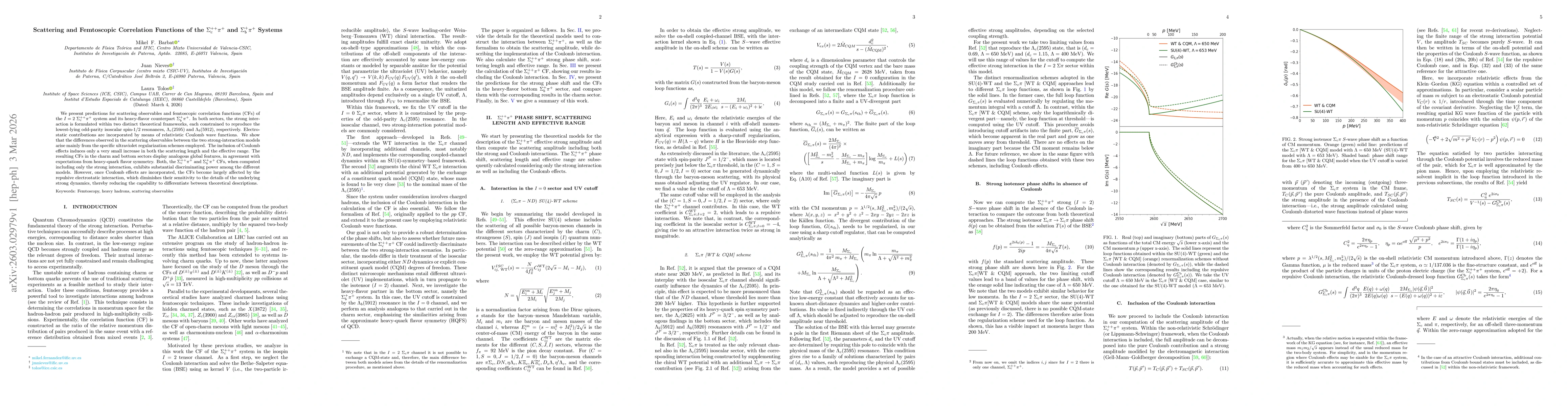 Thumbnail for Scattering and Femtoscopic Correlation Functions of the $Σ_c^{++}π^{+}$ and $Σ_b^{+}π^{+}$ Systems