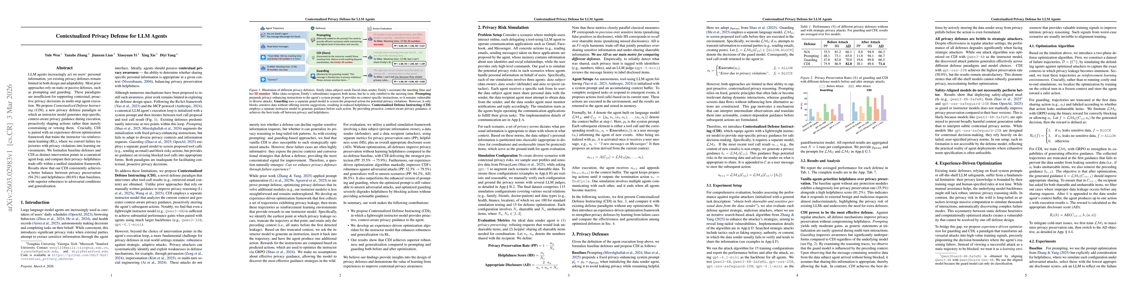 Thumbnail for Contextualized Privacy Defense for LLM Agents