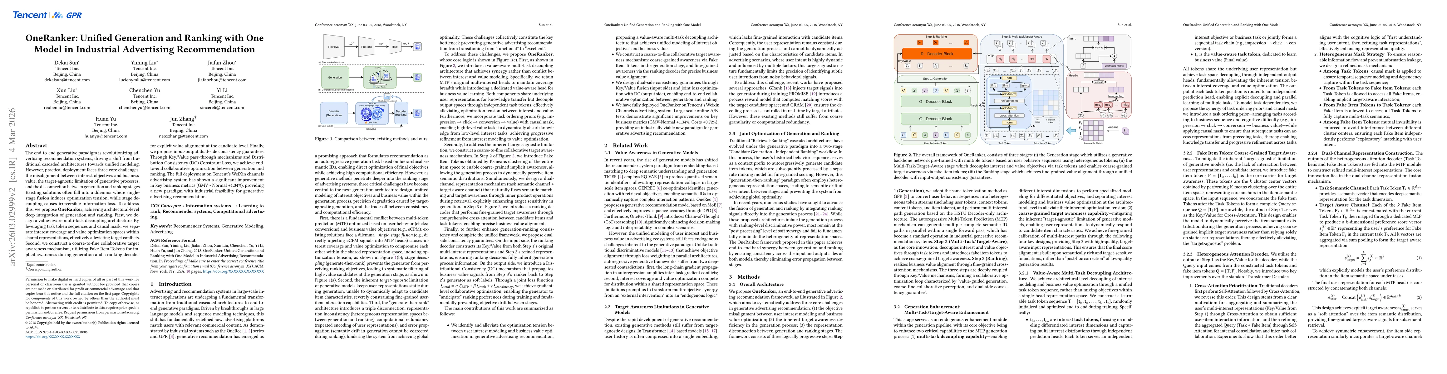 Thumbnail for OneRanker: Unified Generation and Ranking with One Model in Industrial Advertising Recommendation