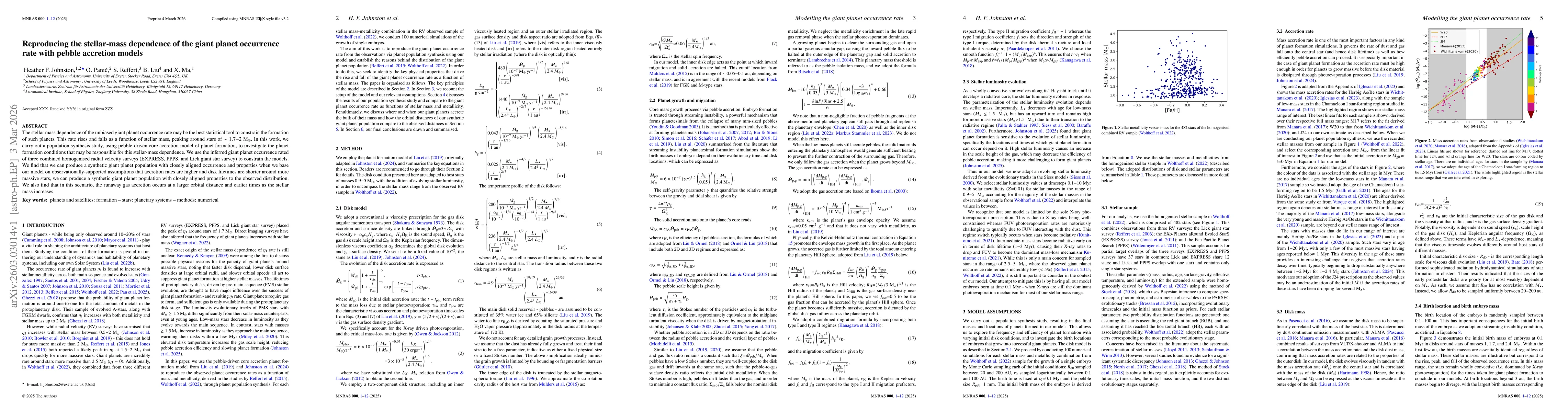 Thumbnail for Reproducing the stellar-mass dependence of the giant planet occurrence rate with pebble accretion models