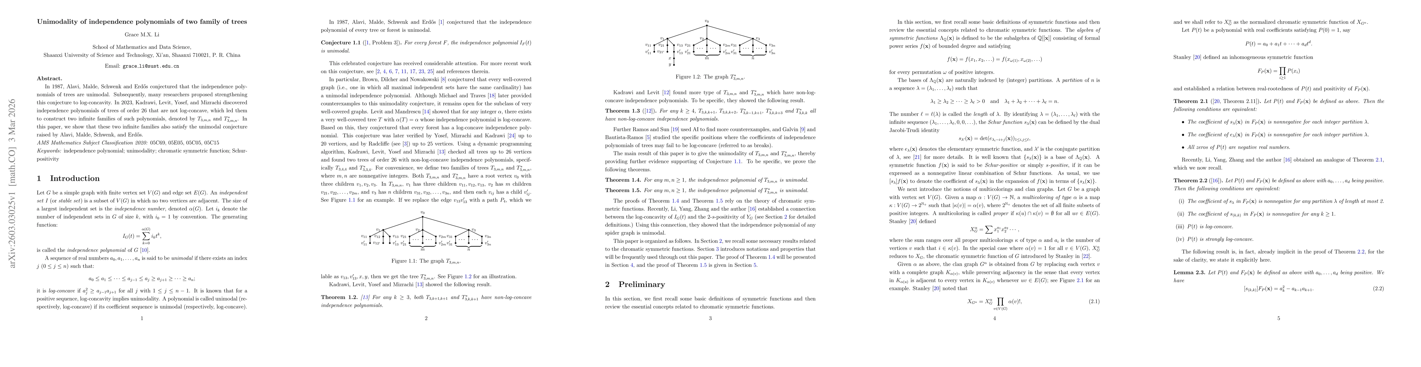 Thumbnail for Unimodality of independence polynomials of two family of trees