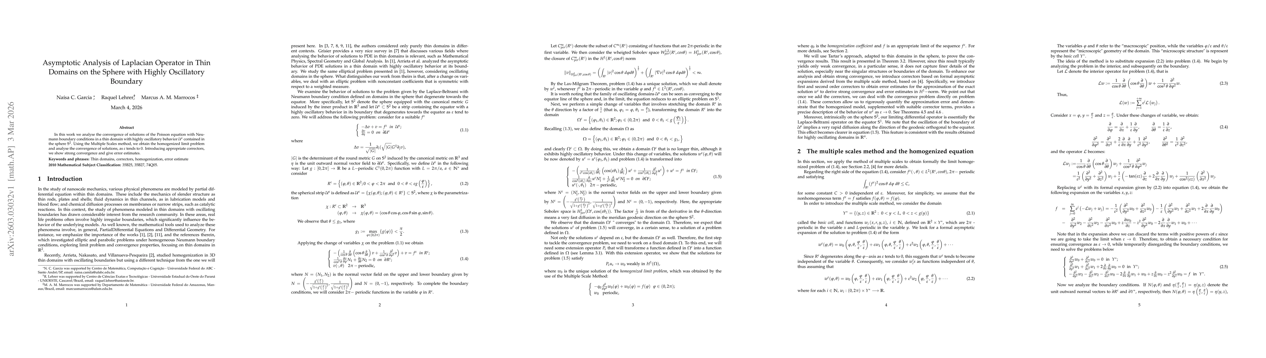 Thumbnail for Asymptotic Analysis of Laplacian Operator in Thin Domains on the Sphere with Highly Oscillatory Boundary